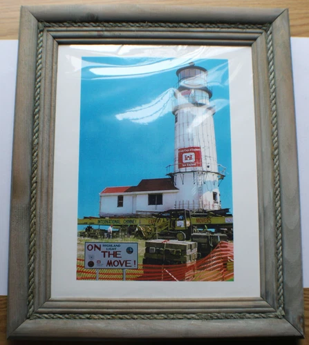 1996 Cape Cod MA Highland Light On The Move Picture Framed 15x18", Light House
