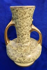 Vintage Vase Guaranteed 22K Gold Yellow & Gold Floral USA Bud Vase 7.5" Tall