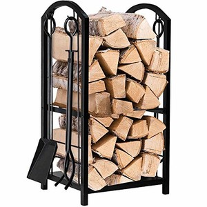 Fireplace Log Rack With 4 Tools Indoor Outdoor Fireside Firewood