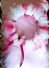 Coccarda ghirlanda bimba shabby fuoriporta fiocco nascita tulle pizzo rosa bianc