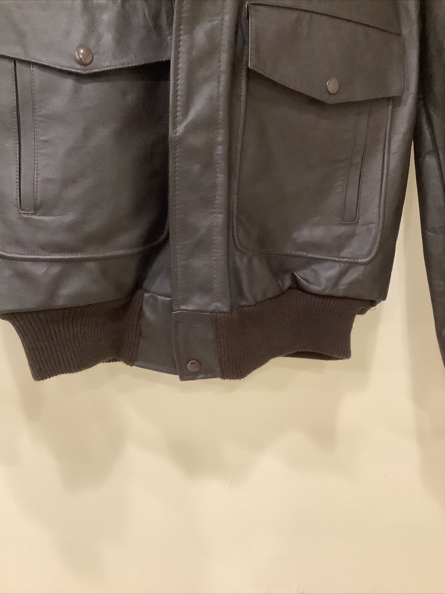 Vintage Oakton Limited Mens Leather Bomber Flight Jacket 42