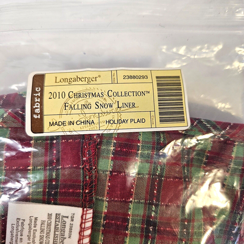 Longaberger 2010 Christmas Collection Falling Snow Basket Plaid Liner #23880293 - Picture 4 of 5
