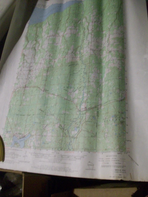 19561 BRULE  16 1/2 by 21 inch quad topo map Lake Superior WIS WISC WI Nebagamon
