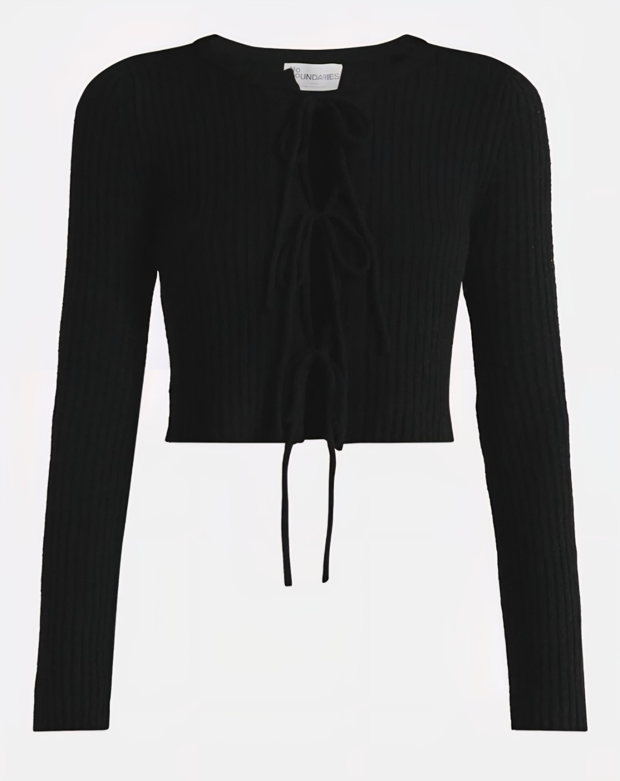 NWT No Boundaries Junior’s Long Sleeve Bow Tie Sweater Cardigan Size XS Black
