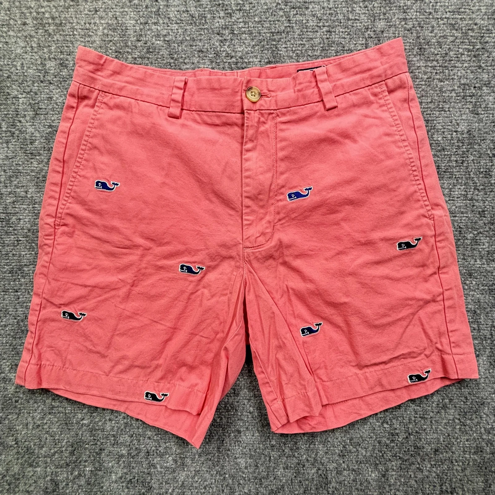 Vineyard Vines Breaker Short Shorts Mens 30 Pink Whale Chino 9 Inseam