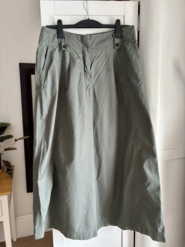 Max Mara Weekend Flared Wide-leg Cotton Canvas Khaki Recco Trousers Size 14