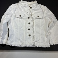 Sandro White Ruffle Detail Blazer Jacket Size M