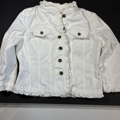 Sandro White Ruffle Detail Blazer Jacket Size M