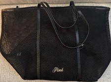 Victoria's Secret Pink Mesh Black Beach Gym Weekend Tote