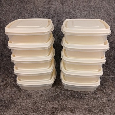 Vtg Lot 10 Rubbermaid Servin Saver 2 Cups Square Sandwich #1 0010 Almond Lid 