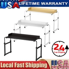Overbed Table with 360° Wheels Over Bed Table King Queen Laptop Computer Desk US