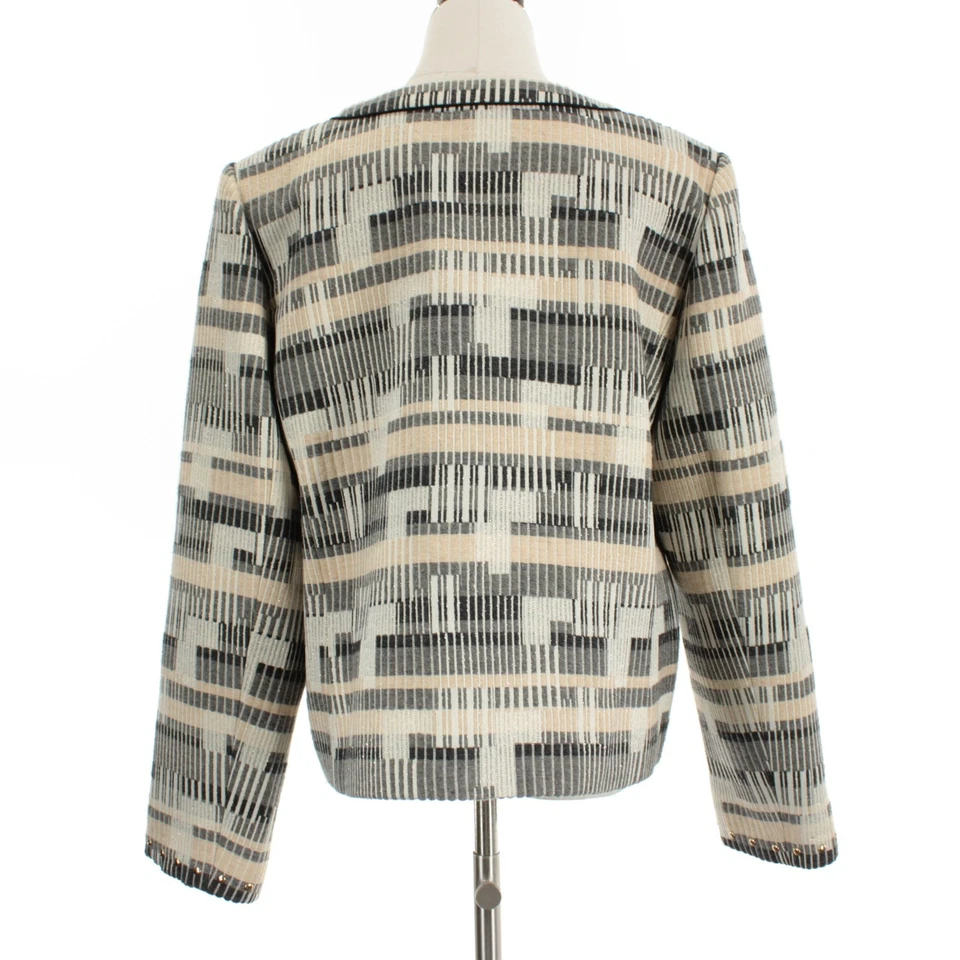 Chaqueta Badgley Mischka Nueva con Etiquetas Cremallera Completa Talla XL en Gris/Beige Mezcla de Lana Foto 4 de 4