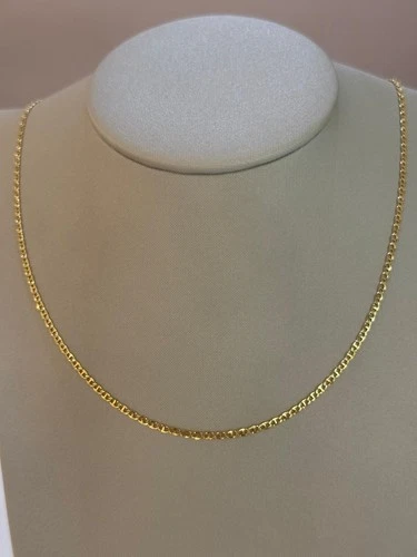 18K YELLOW GOLD CHAIN 3 MM FLAT NAVY MARINER LINK 19.70 INCHES MADE IN ITALY