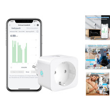 WLAN Steckdose 2,4 GHz mit Stromverbrauch Messen, 16A, 220V, Weiß, EIGHTREE