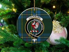 Clan Cockburn Tartan Crest Ceramic Ornament   Scottish
