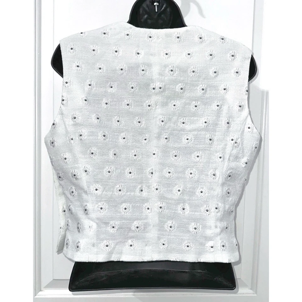 Vintage Christian Dior Light Gray Women’s Vest with buttons 90s SZ 12 - Image 3 of 4