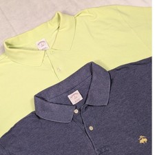 Set of 2 Brooks Brothers 346 Mens XL Polo Shirt Lime Green Blue Original Fit