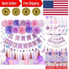 Elegant Purple Butterfly Birthday Decorations Set - 66 Piece Party Supplies