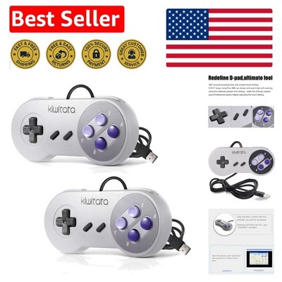 Wired Classic SNES USB Controllers (2-Pack) - Ergonomic Design for Retro Gaming