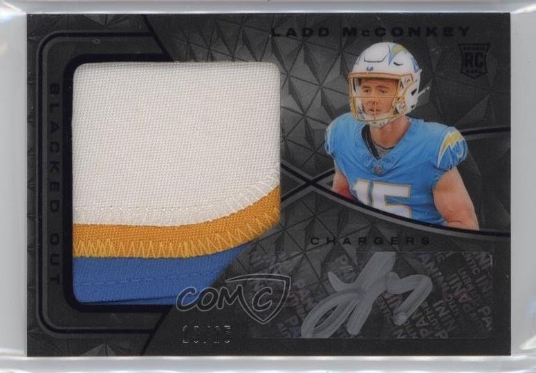 Ladd McConkey Panini Black Blacked Out Jersey Autographs #BOJLM Prime
