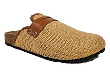 Truffle Collection Raffia Clogs Womens Beige Slip On Summer Clogs