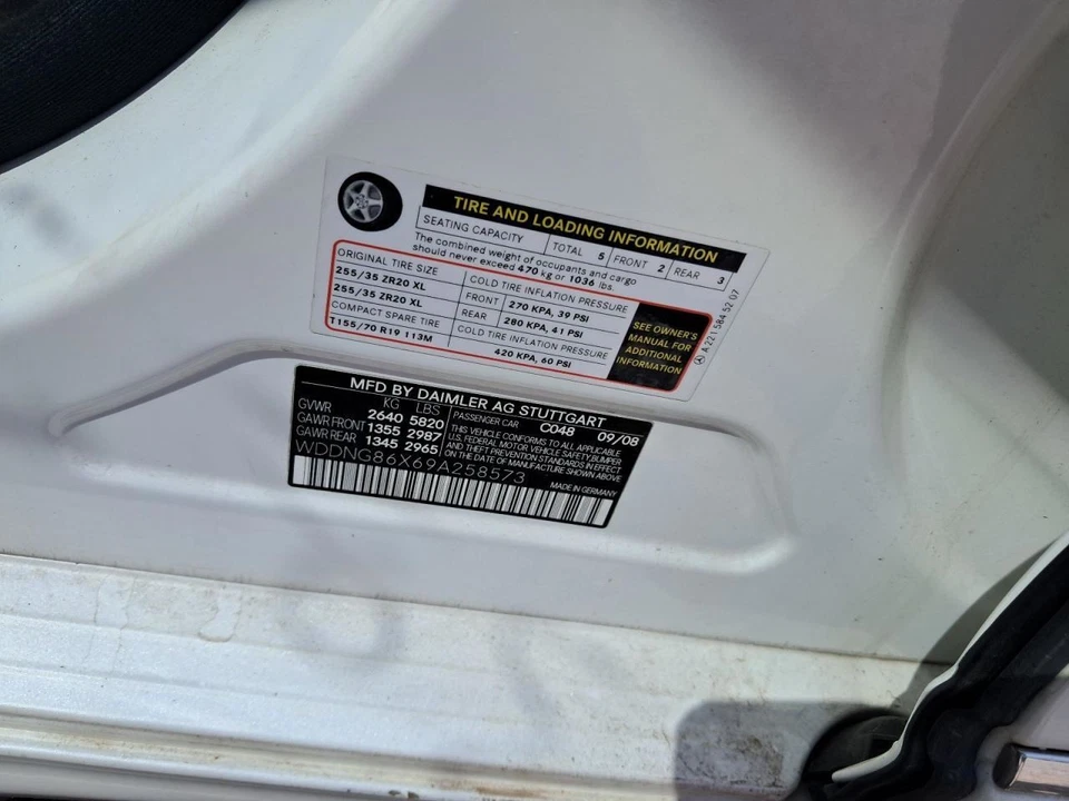 Driver Air Bag 221 Type Front Driver Roof Fits 07-13 MERCEDES S-CLASS 2590353 Foto 4 de 4