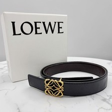 LOEWE Black/Brown Reversible Anagram Leather Belt 95/38 VG Limited From JAPAN