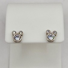 Disney Mickey Mouse Ears S925 Sterling Silver Cubic Zirconia Stud Earrings