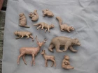 MARX 1956 WILD ANIMALS OF NORTH AMERICA plastic playset figures 10 Lt Brown