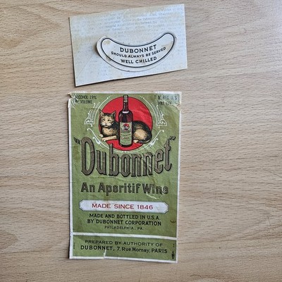 Vintage 1940s Dubonnet Corp Aperitif Wine Philadelphia Pa Cat