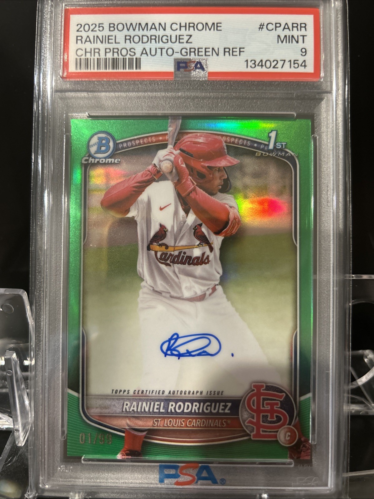 2025 BOWMAN CHROME 1ST Rainiel Rodriguez True Green Auto /99 Cardinals #CPA-RR