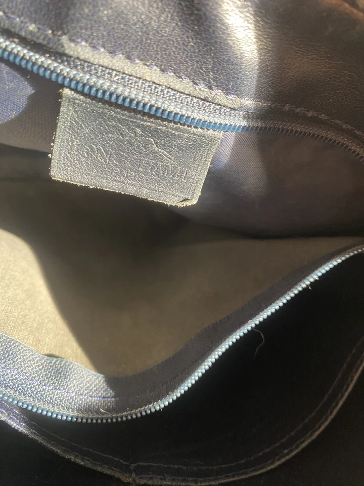 Ancien Sac à Main bleu nuit Longchamp Sac Vintage Cuir grainé Porté Bandoulière - Photo 4/4