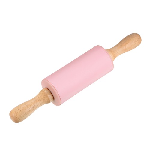 Silicone Mattarello per Pasticceria 9" Legno Manico Antiaderente Rosa - Foto 3 di 7