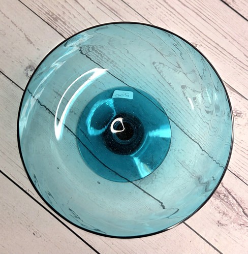 Morgantown Peacock Blue Turquoise Footed Bowl Candy Dish Compote - Picture 3 of 6
