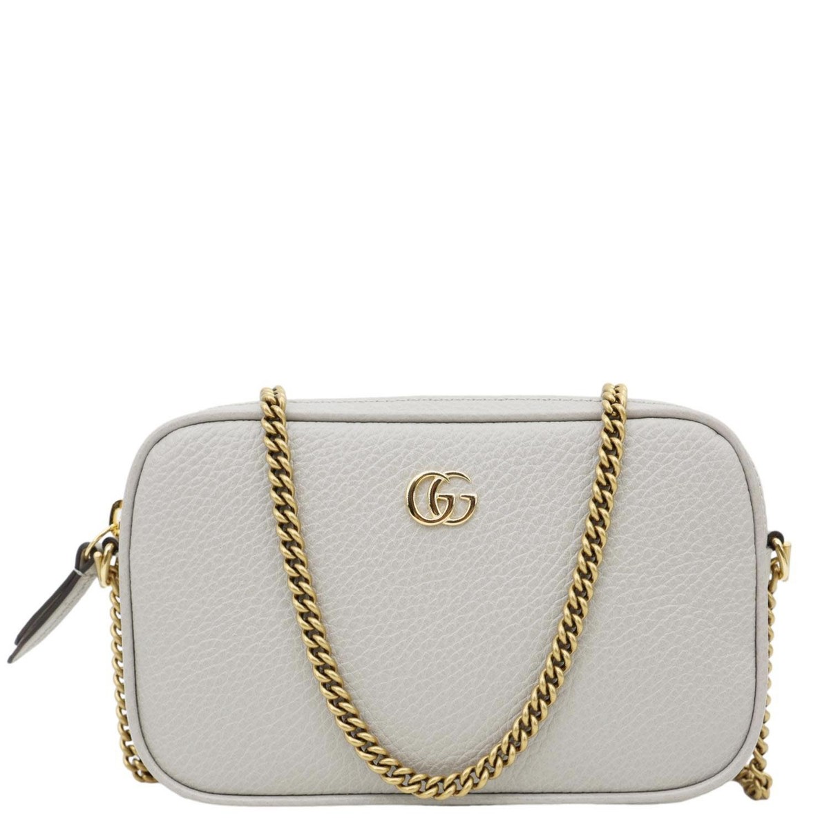GUCCI GG Marmont Super Mini Calfskin Leather Camera Shoulder Bag Grey 772759 - Main Image
