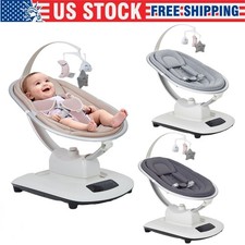 Baby Swing 5-Point Harness Electric Remote Control 5 Speed Modes Reclining Seat