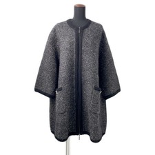 CHANEL Knit coat Size 36 Alpaca47 /Cashmere35 /Nylon16 /Wool 2 Black P50484