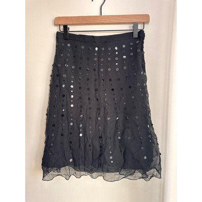 SILKLAND PETITE Black Beaded Sequin Sheer Overlay Midi Skirt Petite 2