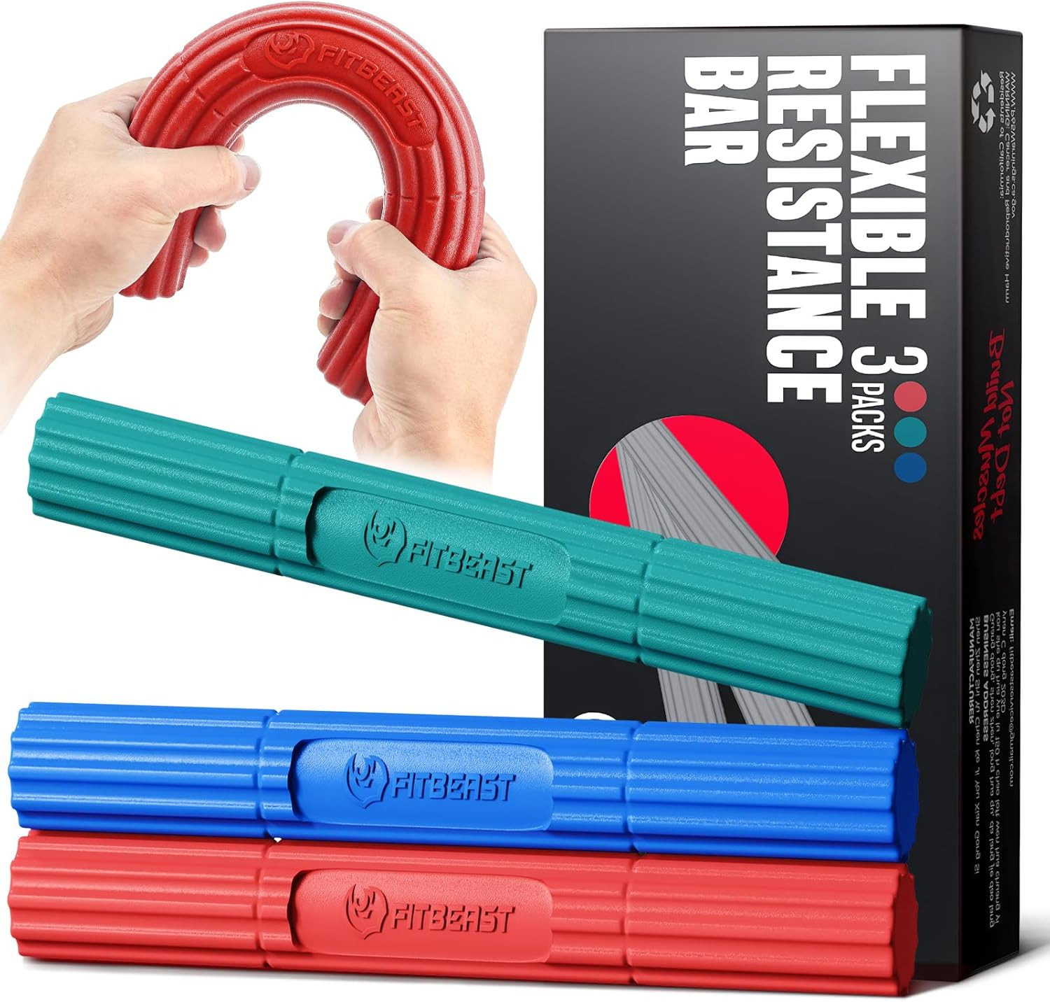 TheraBand FlexBar Tennis Elbow Therapy Bar Relieve Assorted Styles-3 Piece Set