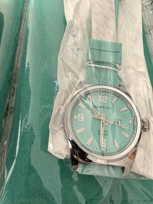 Turquoise Blue/ Lake green Dial Wristwatch Silicone New + Travel Pouch