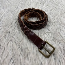 Vintage Y2K Gap Women's M Brown Leather Braided Waist Belt Boho Western 31"