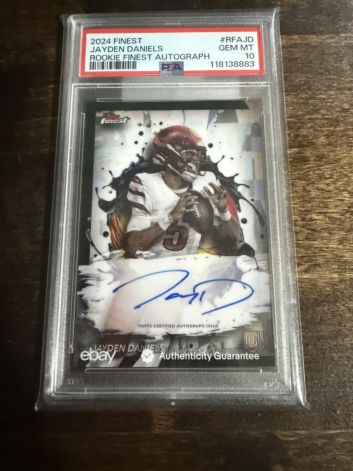2024 Jayden Daniels Topps Finest Rookie Finest Auto  #RFA-JD (AU, RC) PSA 10 view 3