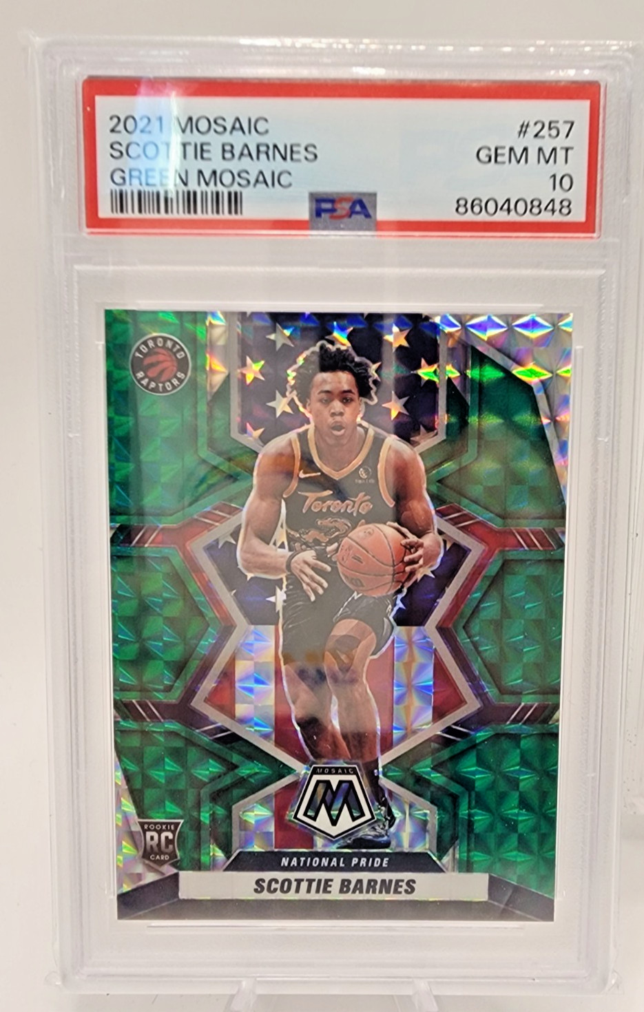 2021-22 Mosaic Scottie Barnes GREEN MOSAIC Prizm Rookie #207 RC - PSA 10