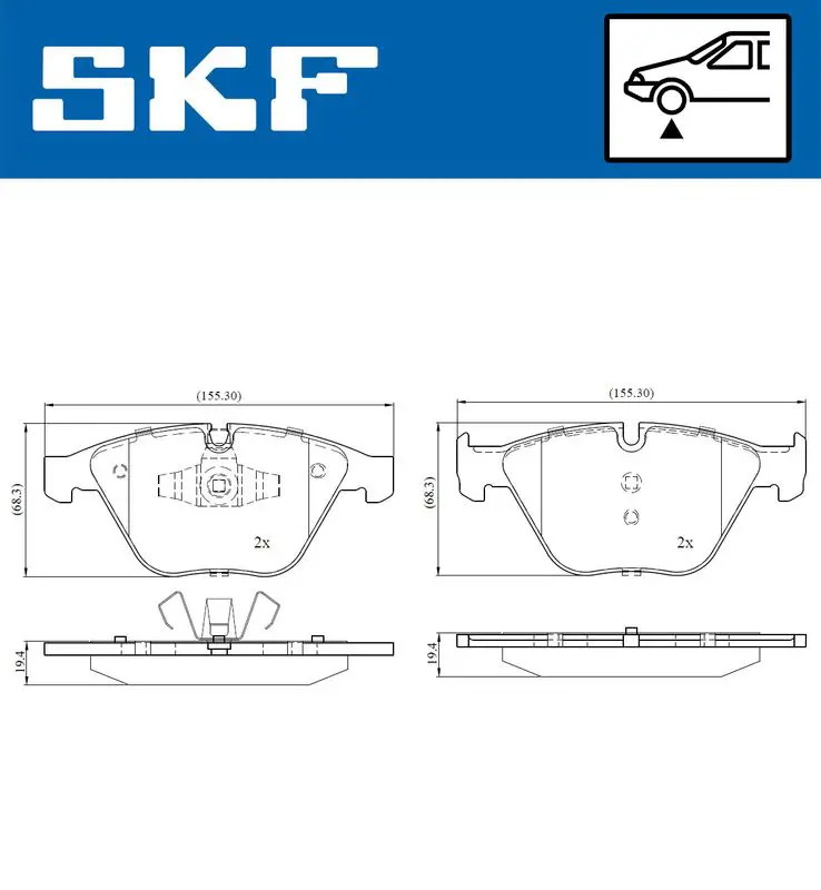 Skf Bremsbelagsatz, Scheibenbremse [Hersteller-Nr. VKBP80159] für BMW - Bild 2