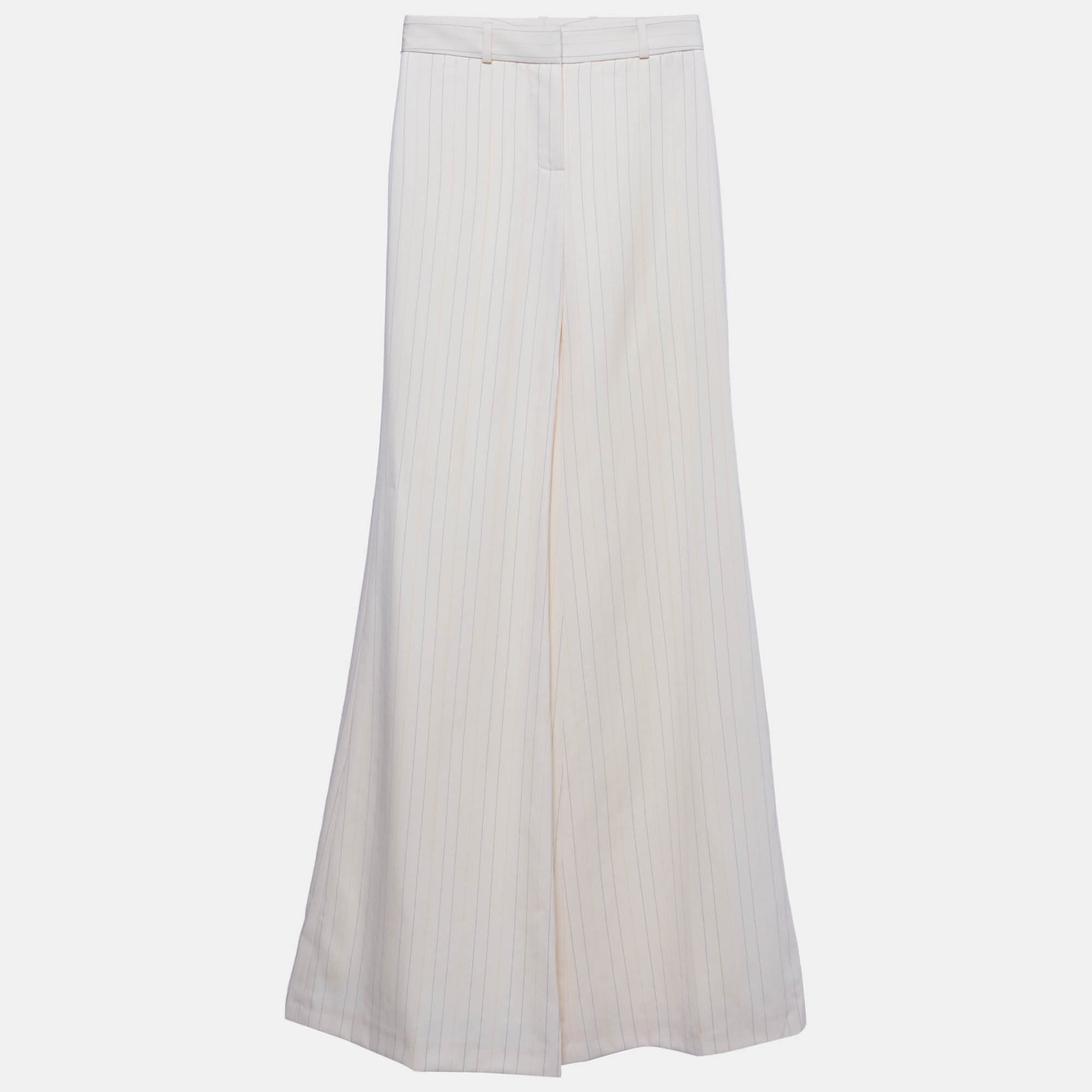 Chloe Cream Striped Twill Wide Leg Trousers S