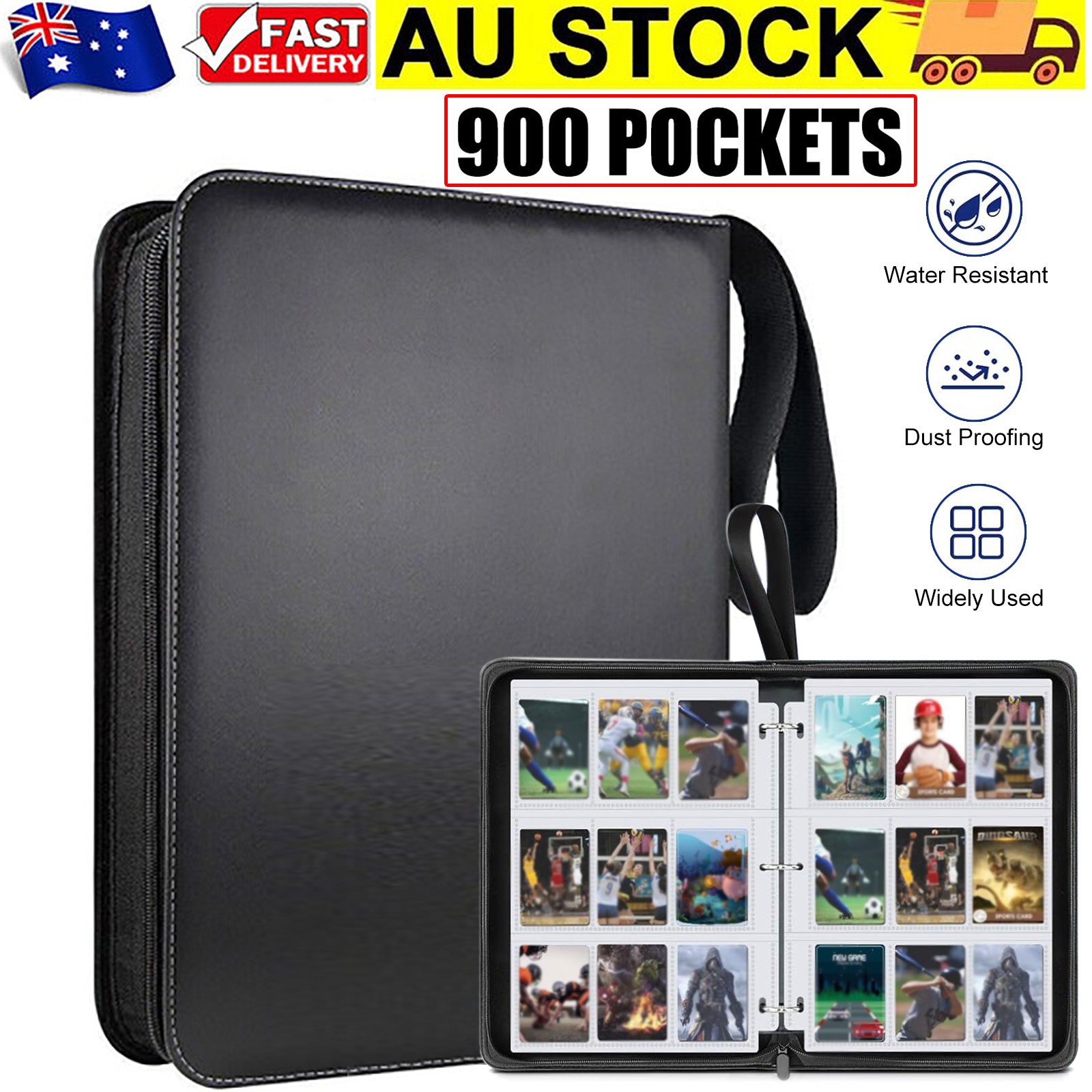 900 Cards Pocket Trading Card Binder 9 Pocket Trading Card Album Folder Case AUS