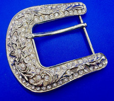 Western Ranger Rhinestone Accented Flower Swirl Ornate Replacement Belt Buckle