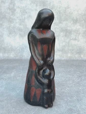 MANUEL FELGUEREZ BLACK CLAY POTTERY SCULPTURE FIGURINE MOTHER WITH CHILD 10 1/2"