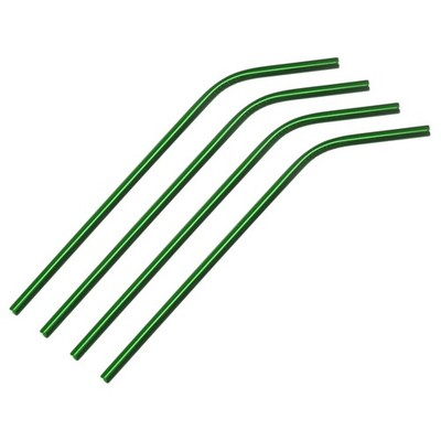 Reusable Metal Straws 4Pcs, Stainless Steel Bent Straw 10.5'' Long - Green