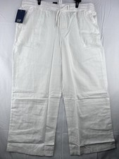 GAP Linen Pants XL White Elastic Waist Drawstring Casual Lightweight New